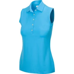 Greg Norman Women's Freedom Micro Pique Sleeveless Polo -Cheap The Tee Crest Store greg norman womens freedom micro pique sleeveless polo riviera blue 01 56045.1659043420
