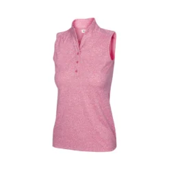 Greg Norman Women's Heathered Dot Sleeveless Polo -Cheap The Tee Crest Store greg norman womens heathered dot sleeveless polo coral guava 01 38371.1651765028