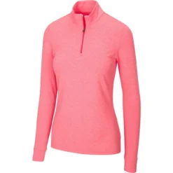 Greg Norman Women's Peached Heather 1/4 Zip -Cheap The Tee Crest Store greg norman womens peached heather 1 4 zip field poppy heather 01 01802.1633111170