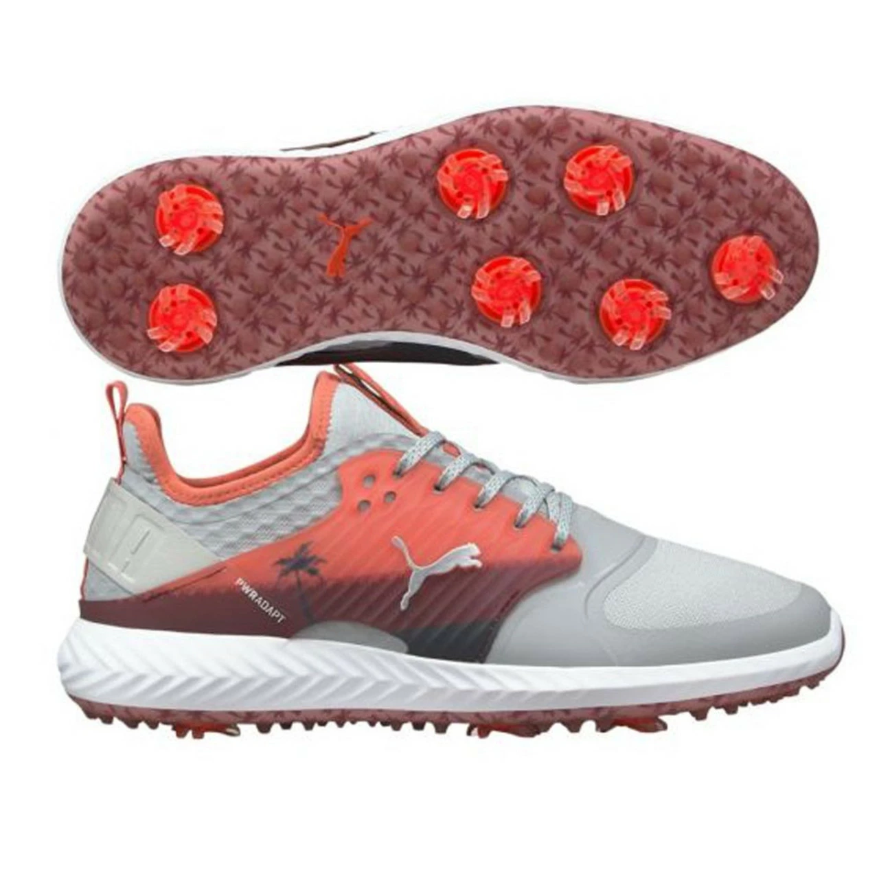 Puma Men's Limited Edition Ignite PWRADAPT Caged Palms Golf Shoes - High Rise/Georgia Peach/Zinfandel 3 Puma Men's Limited Edition Ignite PWRADAPT Caged Palms Golf Shoes - High Rise/Georgia Peach/Zinfandel