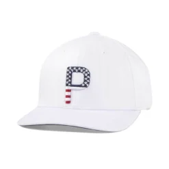 Puma Pars & Stripes P Snapback Hat -Cheap The Tee Crest Store puma pars and stripes p snapback hat white 01 17002.1645027105